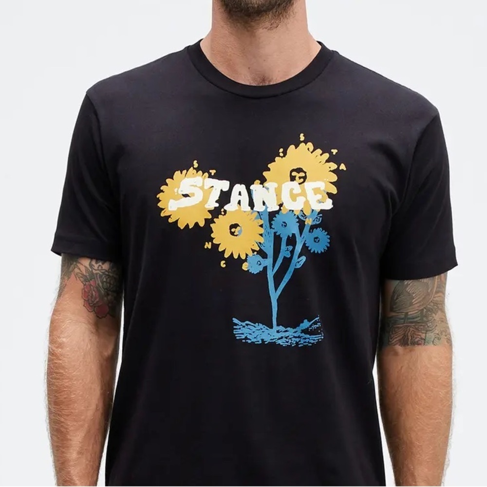 Stance Men’s Black Solarz Cotton Graphic T-Shirt Floral Print NWT - xl/l